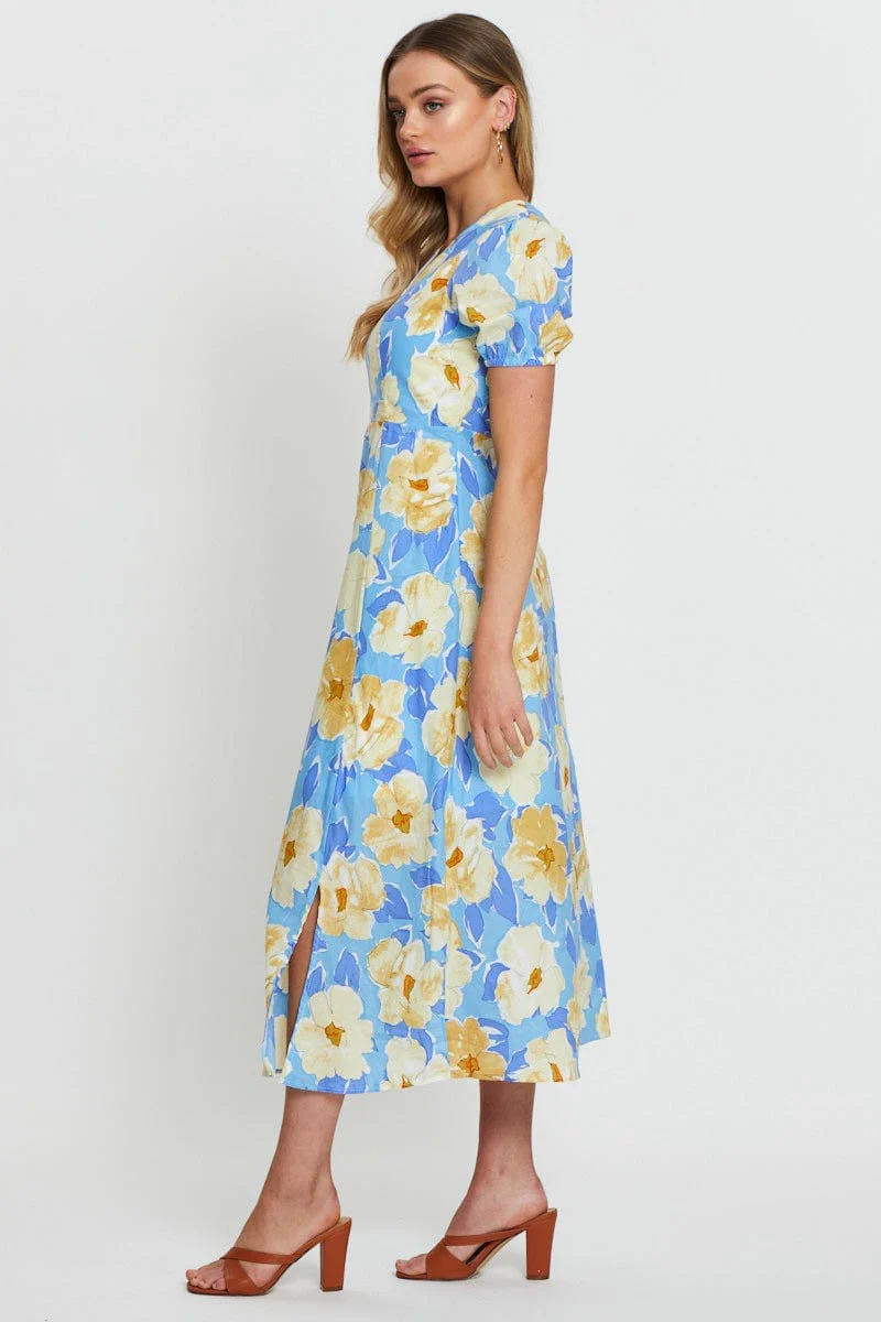 Print A Line Dress Maxi