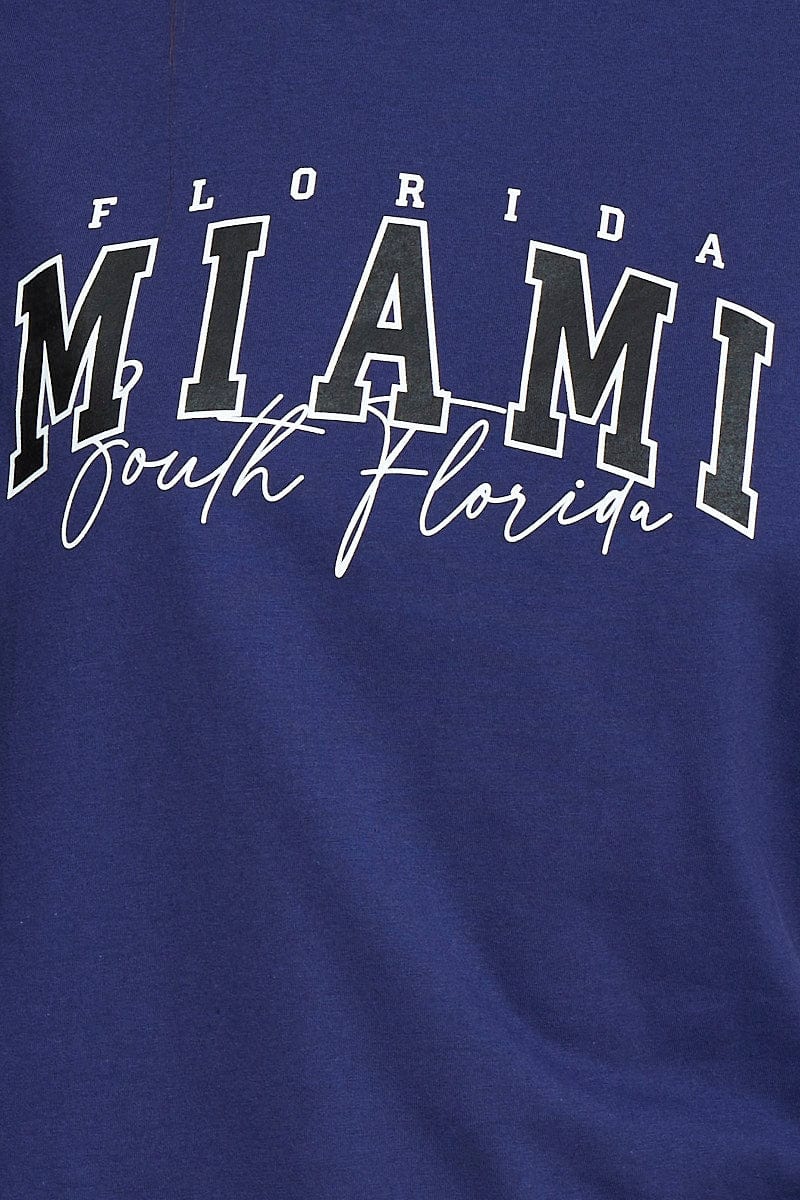 Blue Graphic T Shirt Short Sleeve