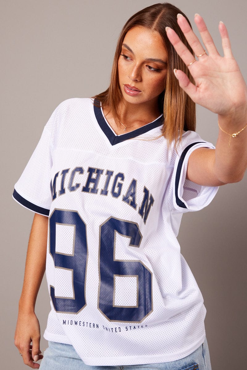 White Sports Tee Short Sleeve