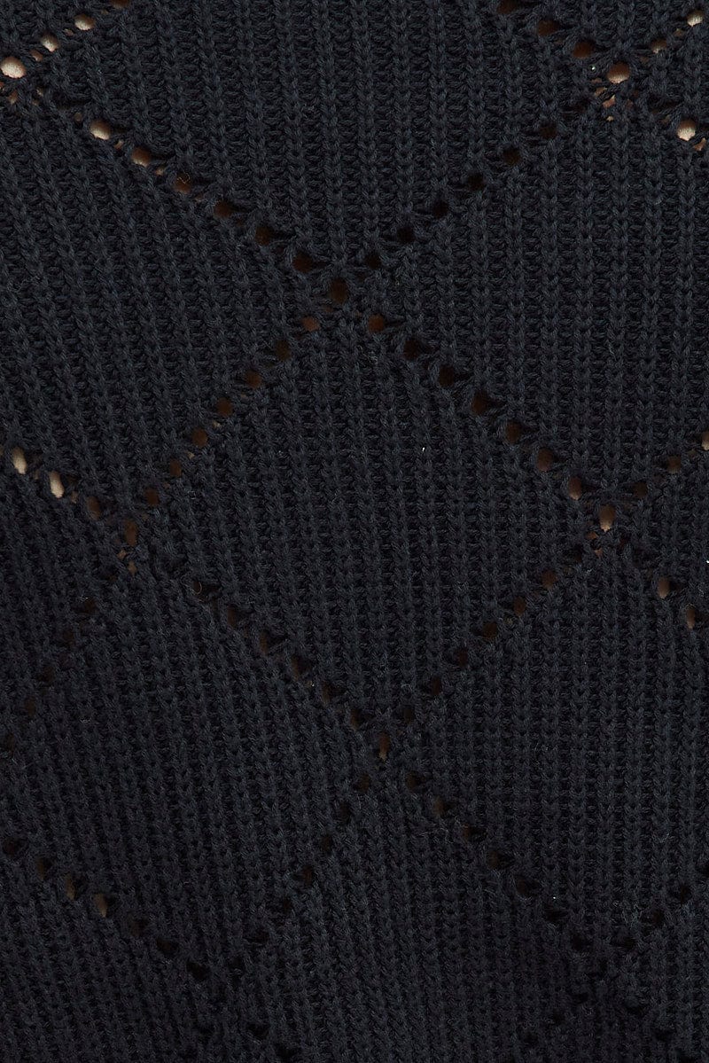 Black Knit Jumper Long Sleeve Crew Neck