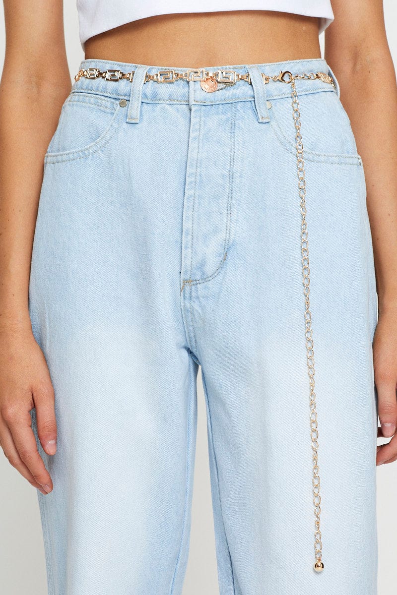 Gold Geometric Square Chain Waist Belt