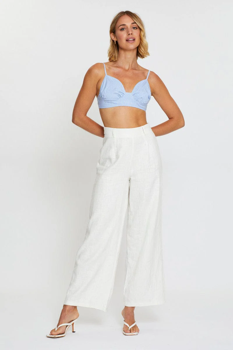 Stripe Crop Bralette Sleeveless V-Neck