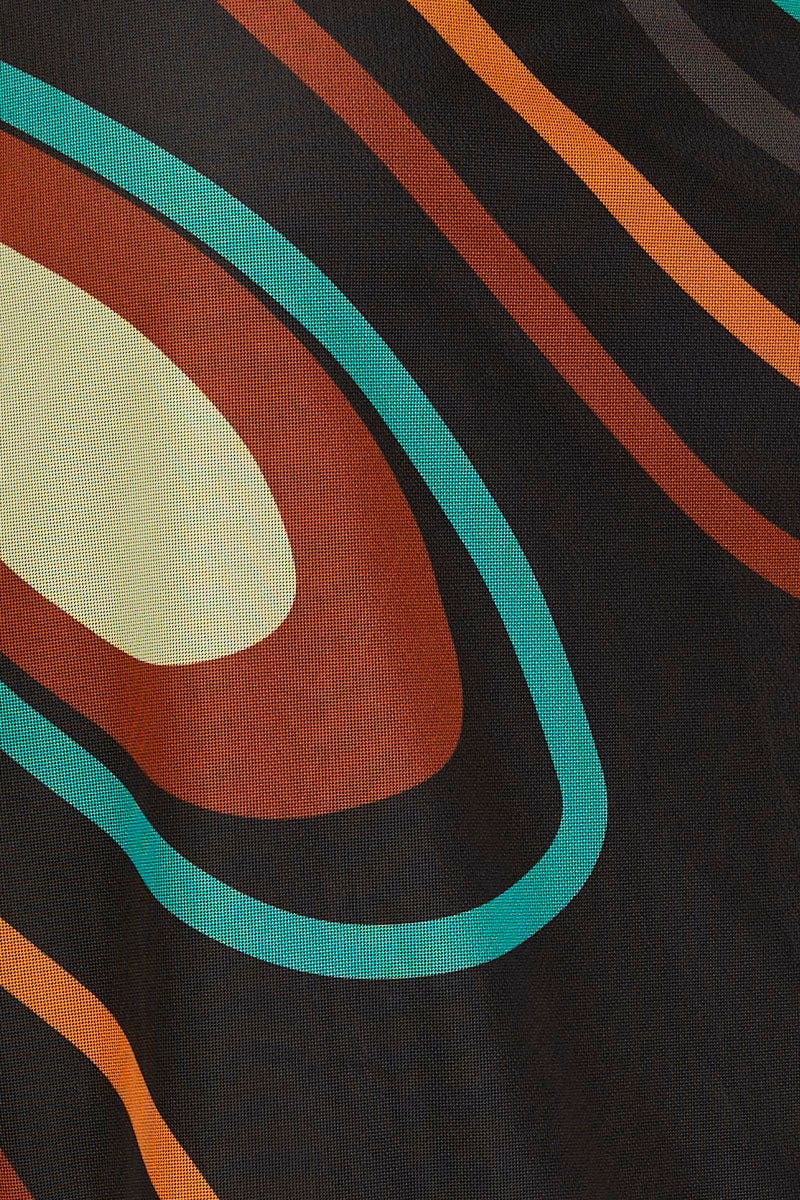 Marble Print Mesh Fabric Slip Skirt