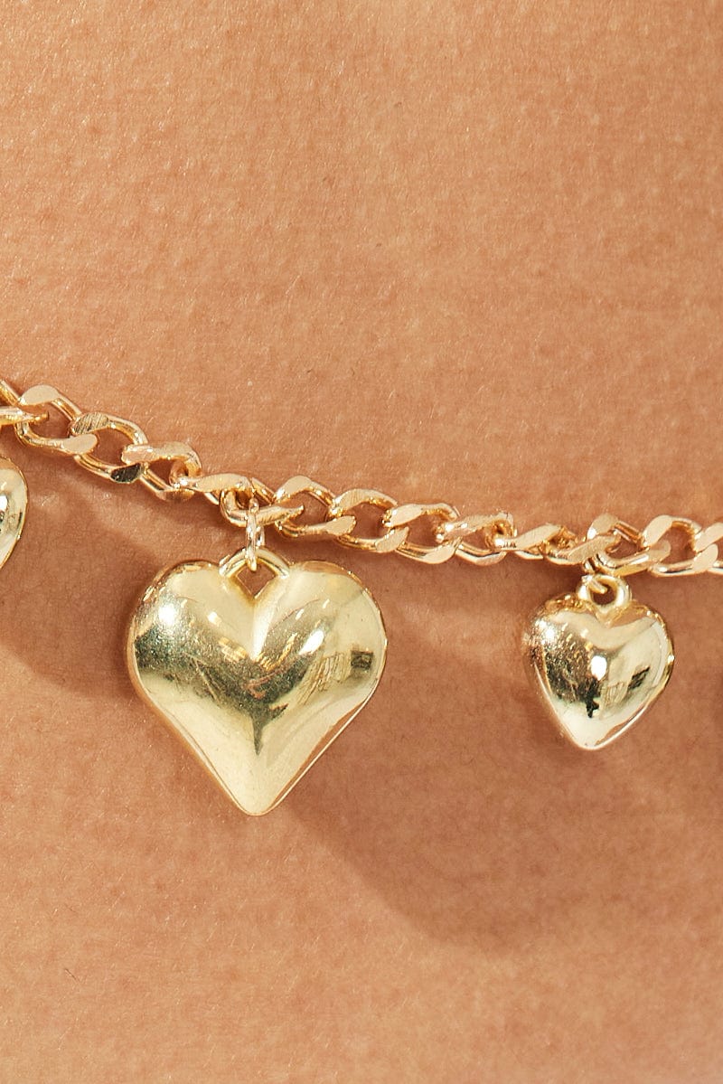 Gold Heart Pendent Belly Chain