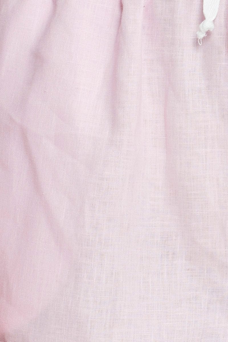 Pink Mini Shorts High Rise Linen