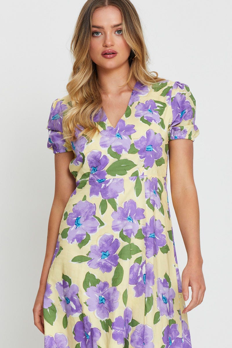 Print A Line Dress Maxi