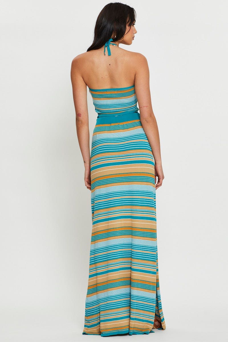 Stripe Knit Skirt Maxi