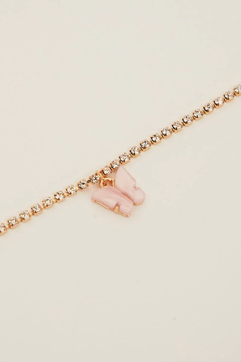 Pink Butterfly Charm Bracelets