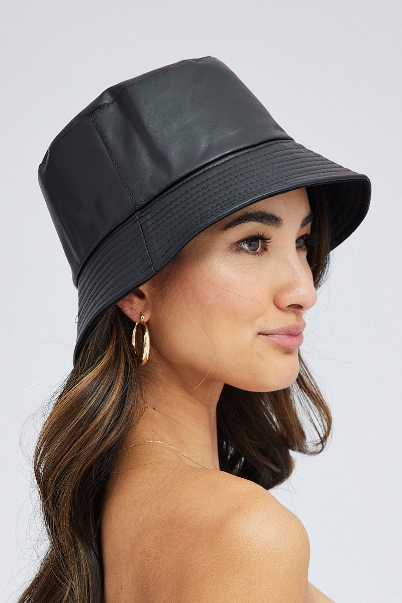Black PU Hat