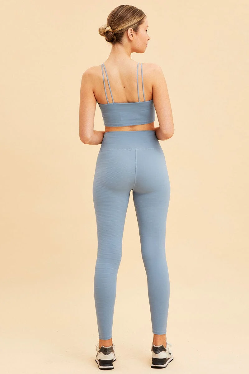 Blue Rib Legging Active Stretch Full Length