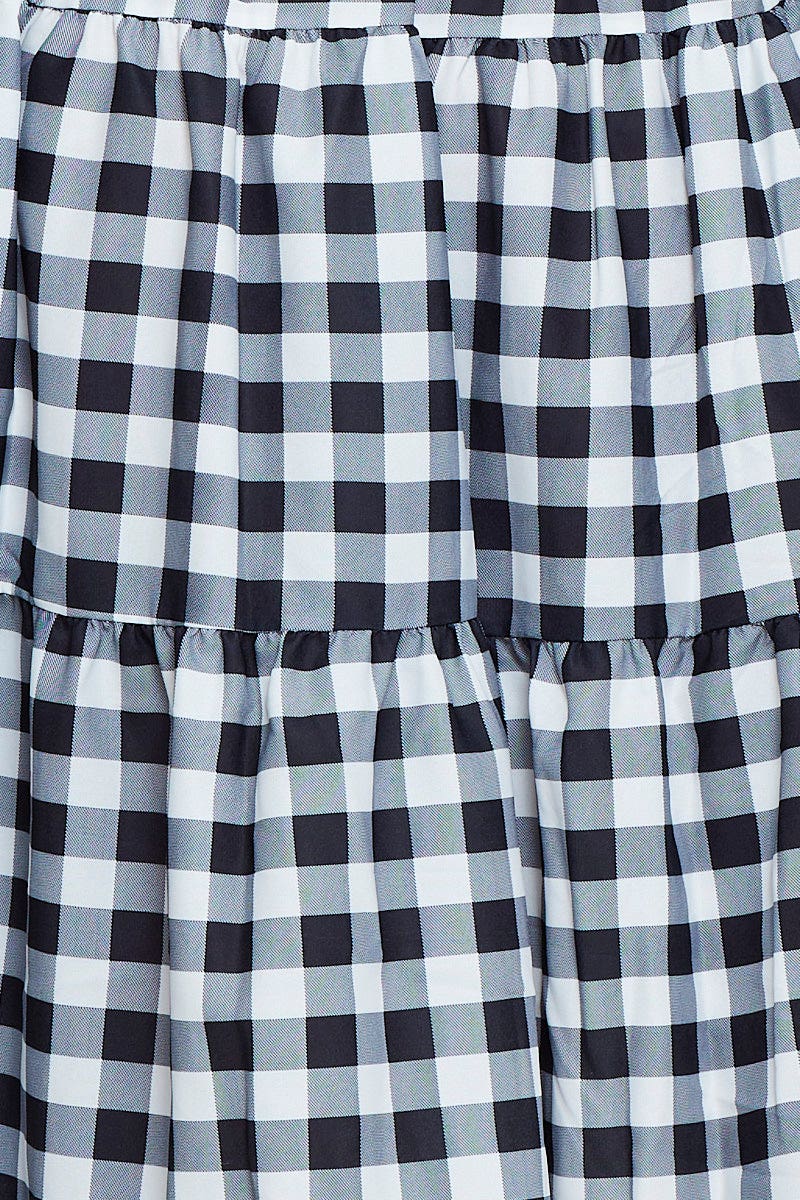 Check Maxi Dress Short Sleeve Round Neck