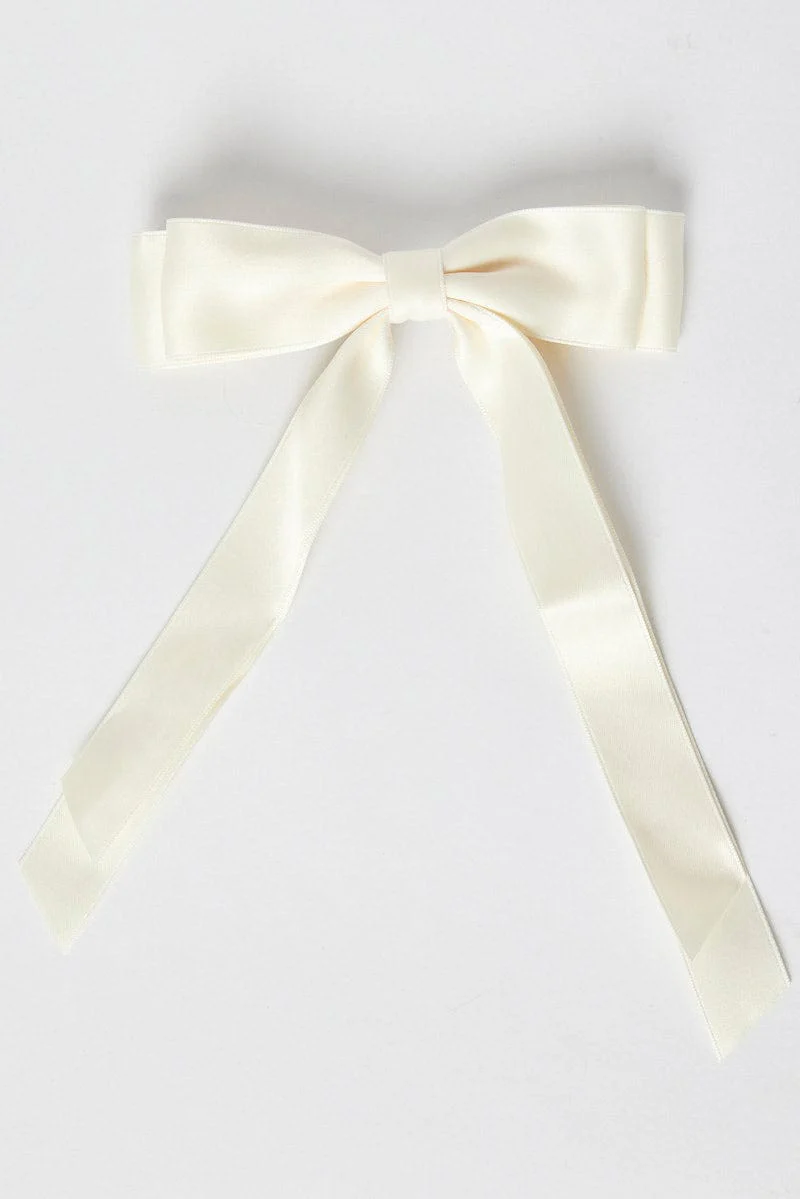 White Bow Hair Clip