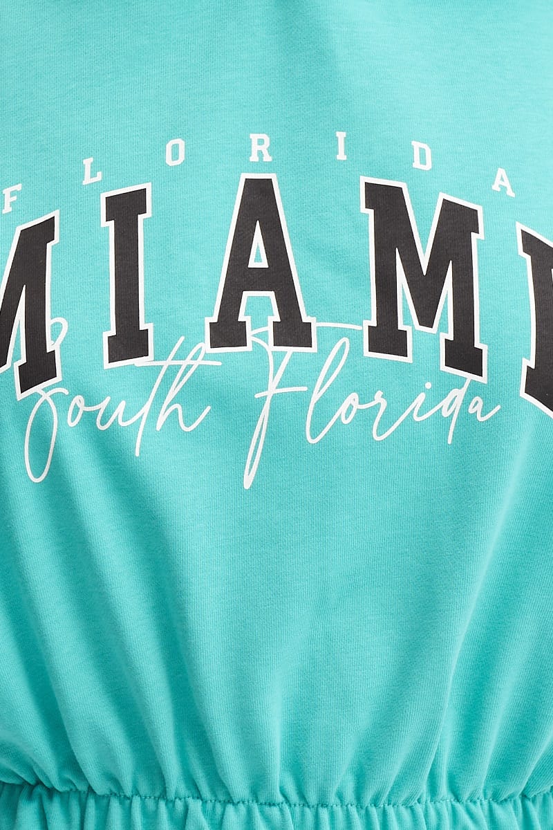 Green Crop Hooded Sweat Short Sleeve