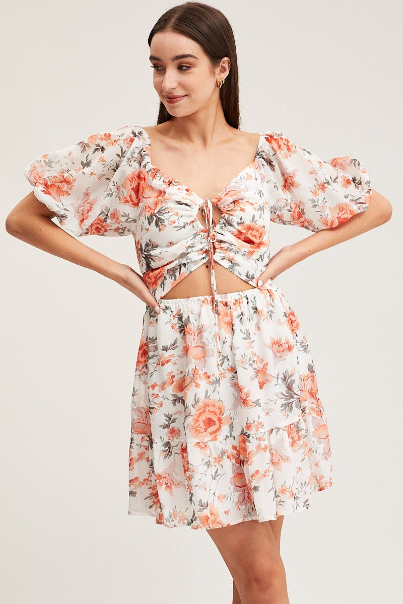 Print Mini Dress Short Sleeve