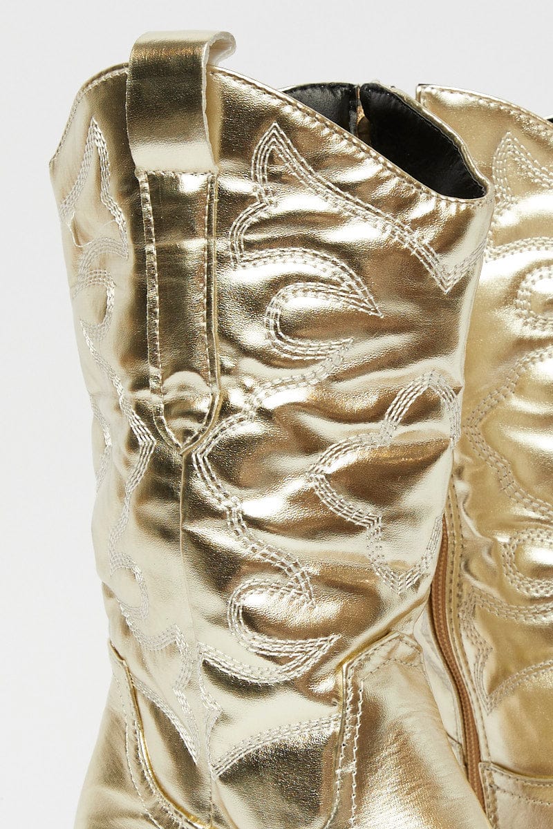 Gold Festival Western Metallic Cowboy Boot