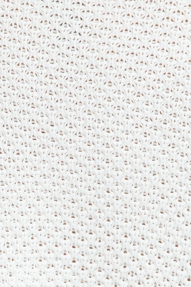 White Knit Top Long Sleeve Crew Neck