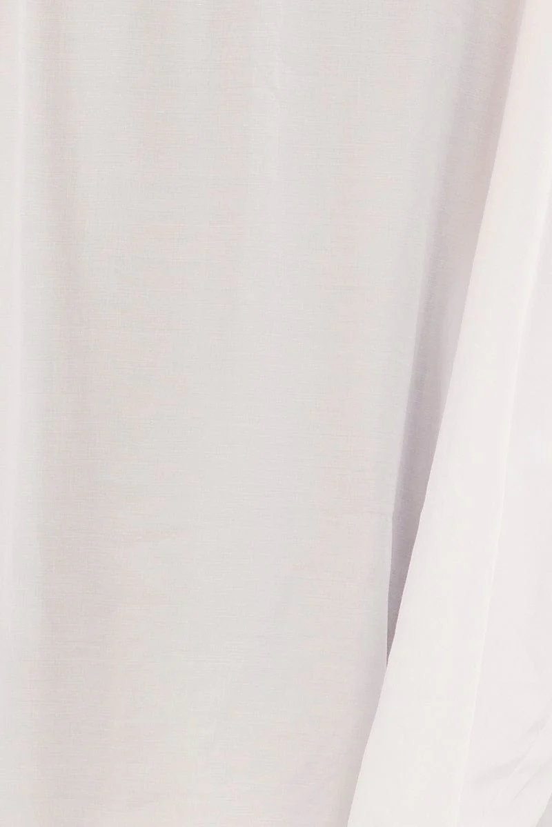 White Essential Oversized Long Sleeve Collared Shirt