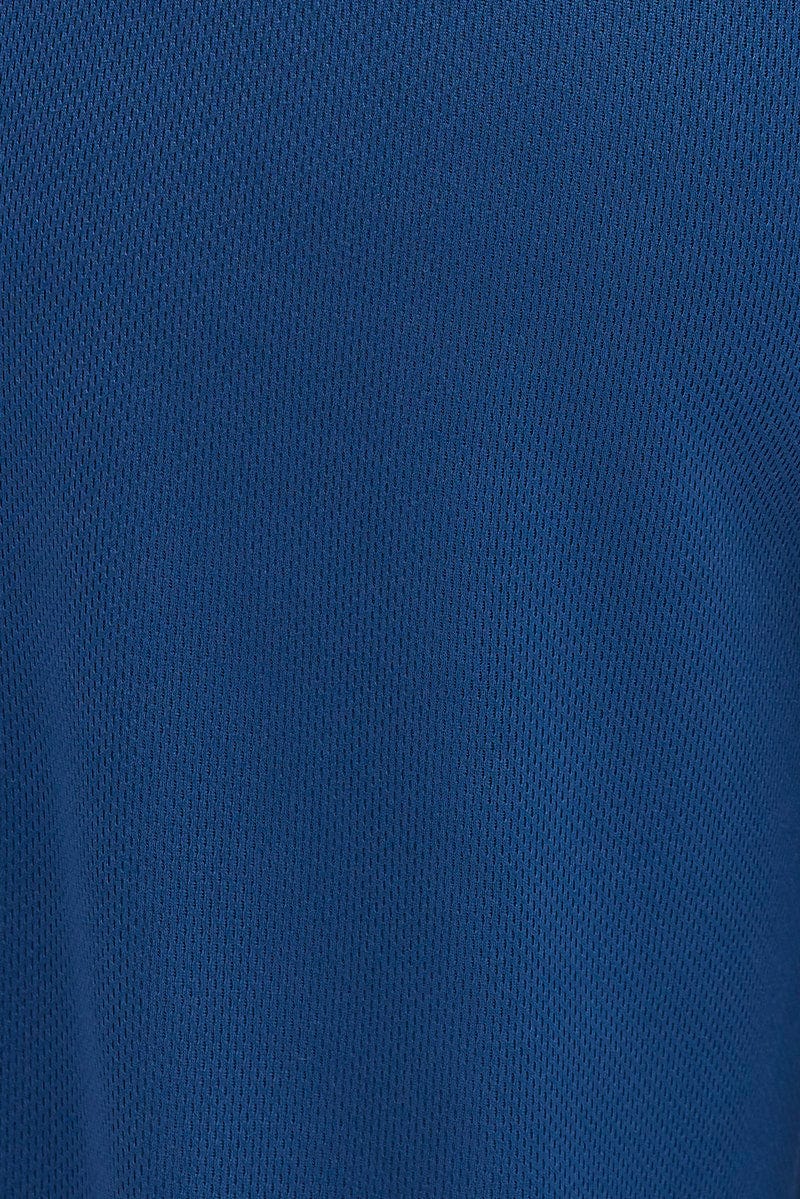 Blue Wide Leg Track Pants Mid Rise