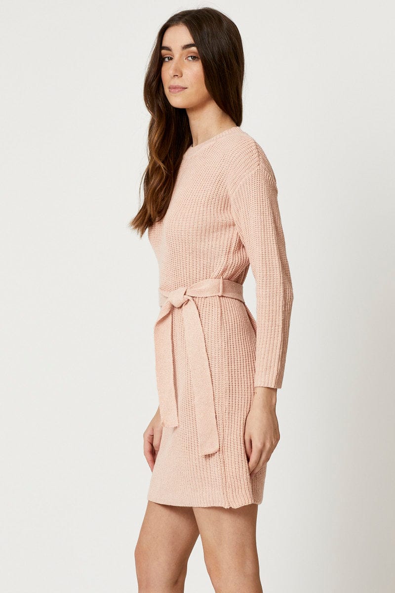 Pink Knit Dress Mini