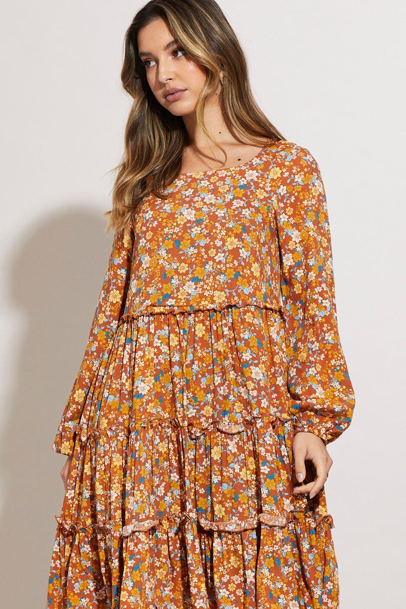 Print Mini Dress Long Sleeve