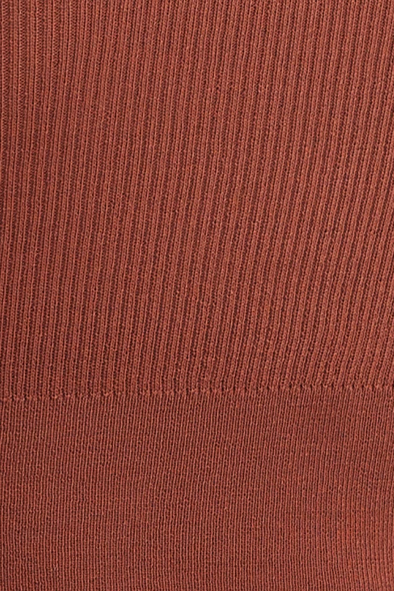 Brown Knit Cardigan Long Sleeve Crop