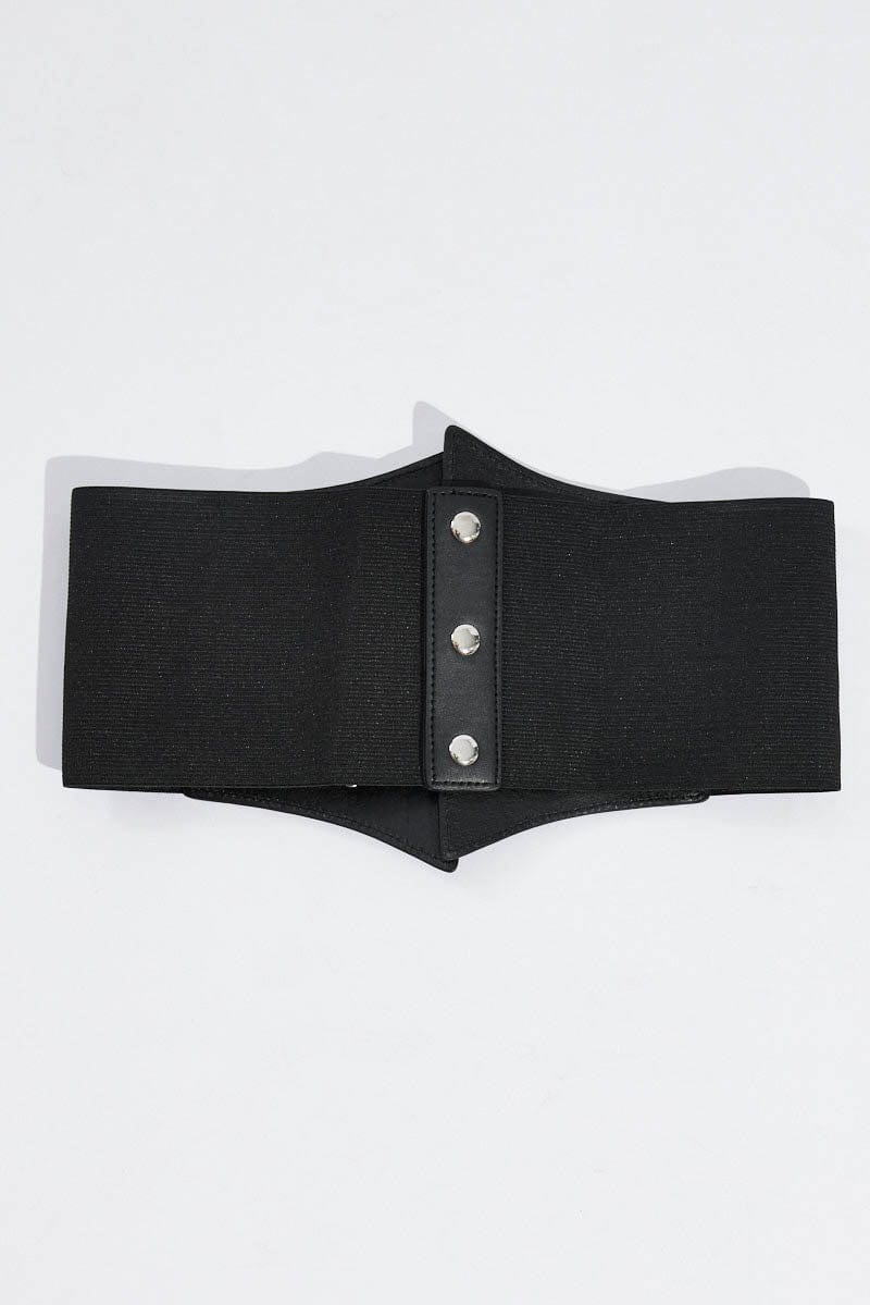 Black Ring Detail Corset Belt