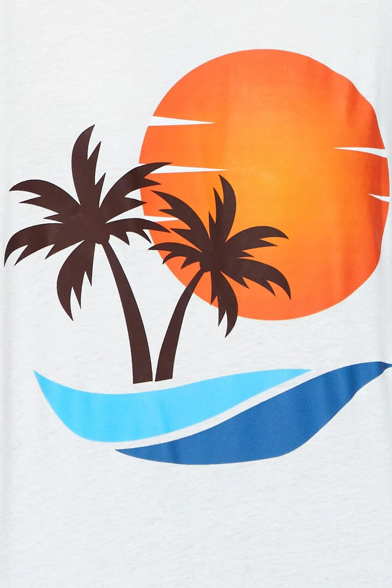 White Graphic T Shirt Short Sleeve