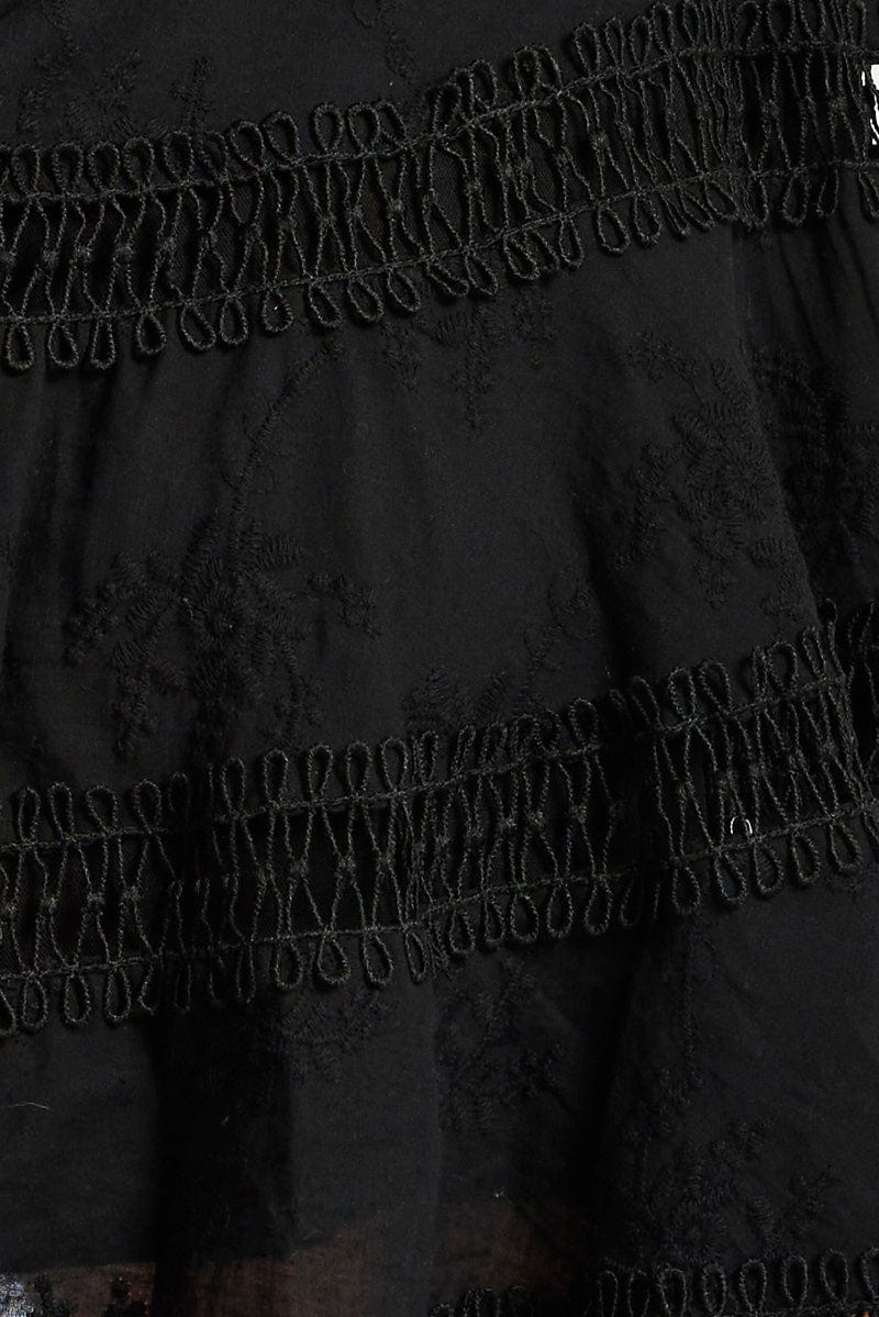 Black Fit And Flare Dress Short Sleeve Mini