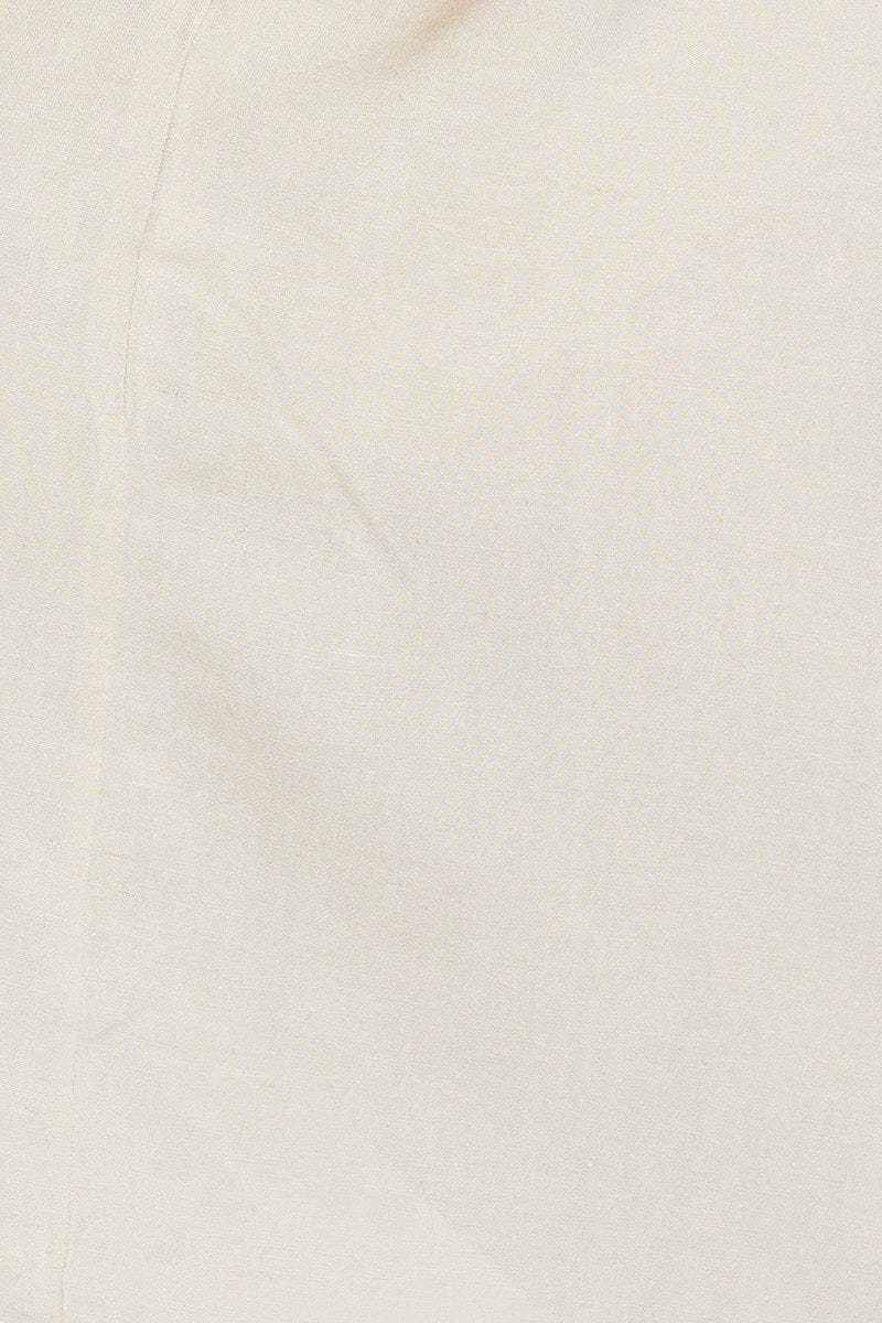 Beige Mini Dress Short Sleeve Square Neck