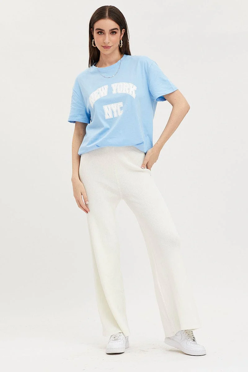 Blue Graphic T Shirt Short Sleeve