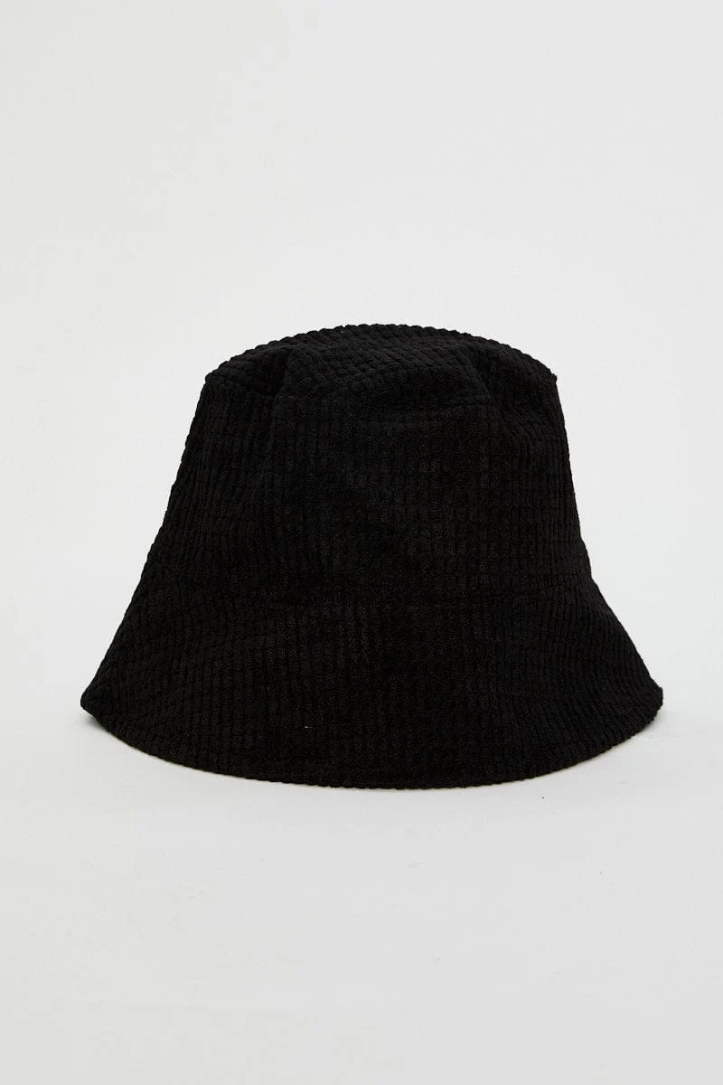 Black Corduroy Bucket Hat