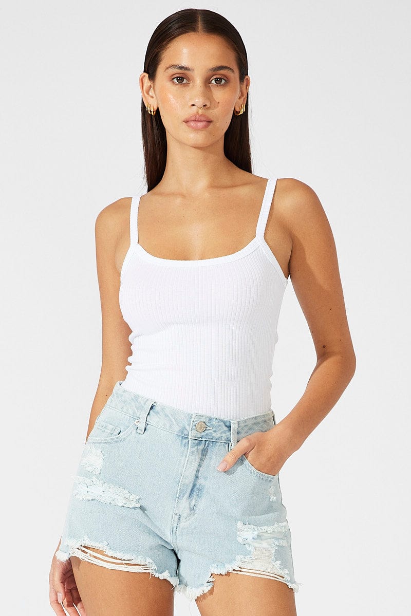 Denim Ripped Denim Shorts