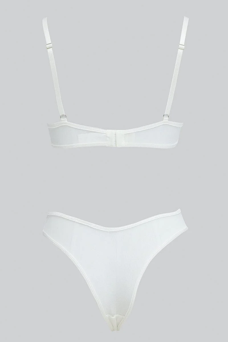 White Embroidered Lingerie Set