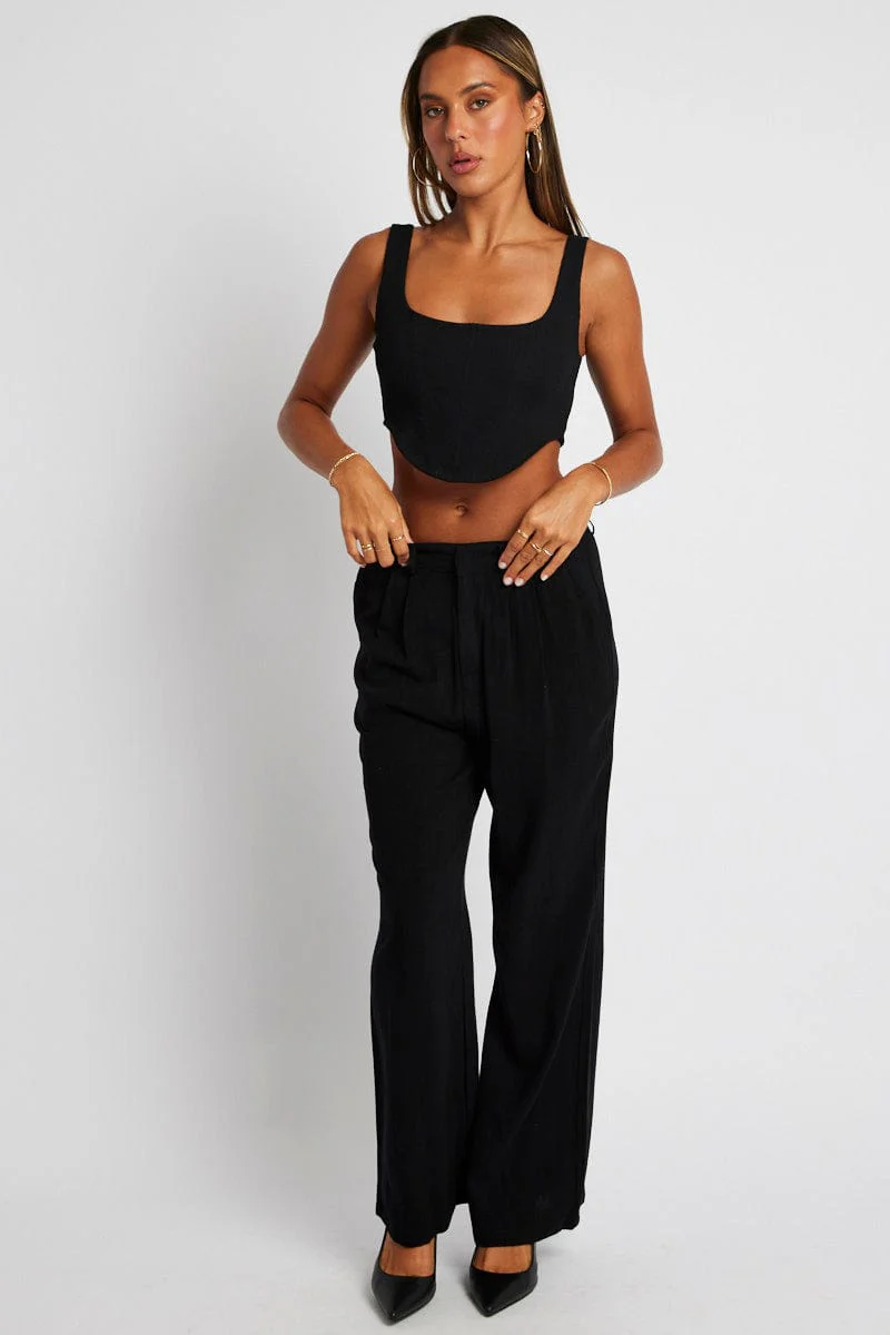 Black Wide Leg Pant High Rise
