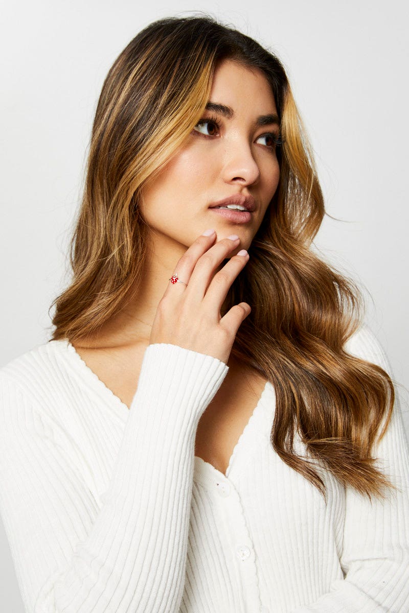 Red Strawberry Ring 925 Silver