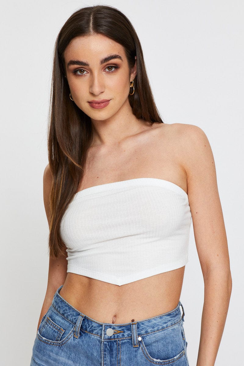 White Bandeau Top Sleeveless