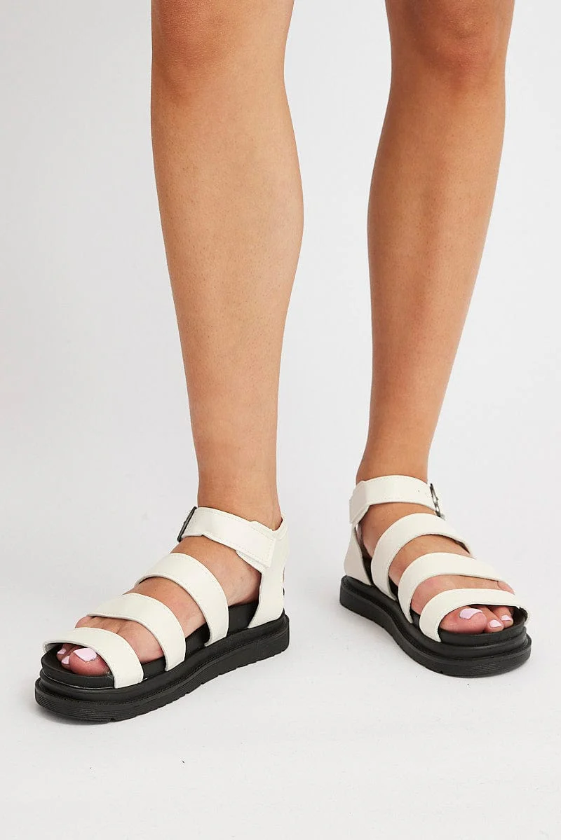 White Strap Flat Sandals