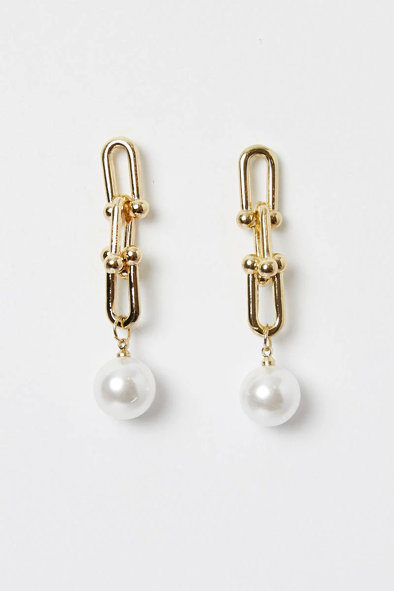 Faux Pearl Drop Earrings