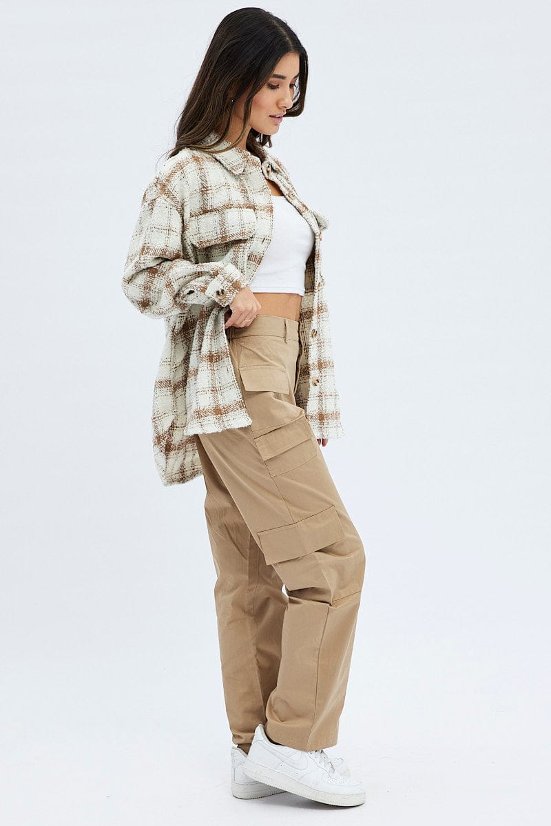 Camel Cargo Pants High Rise