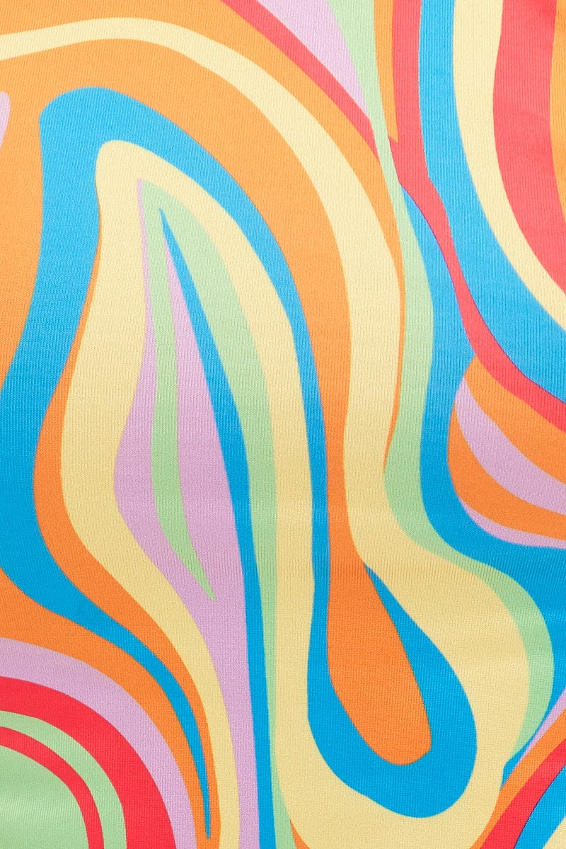 Multi Abstract Scarf Top Backless