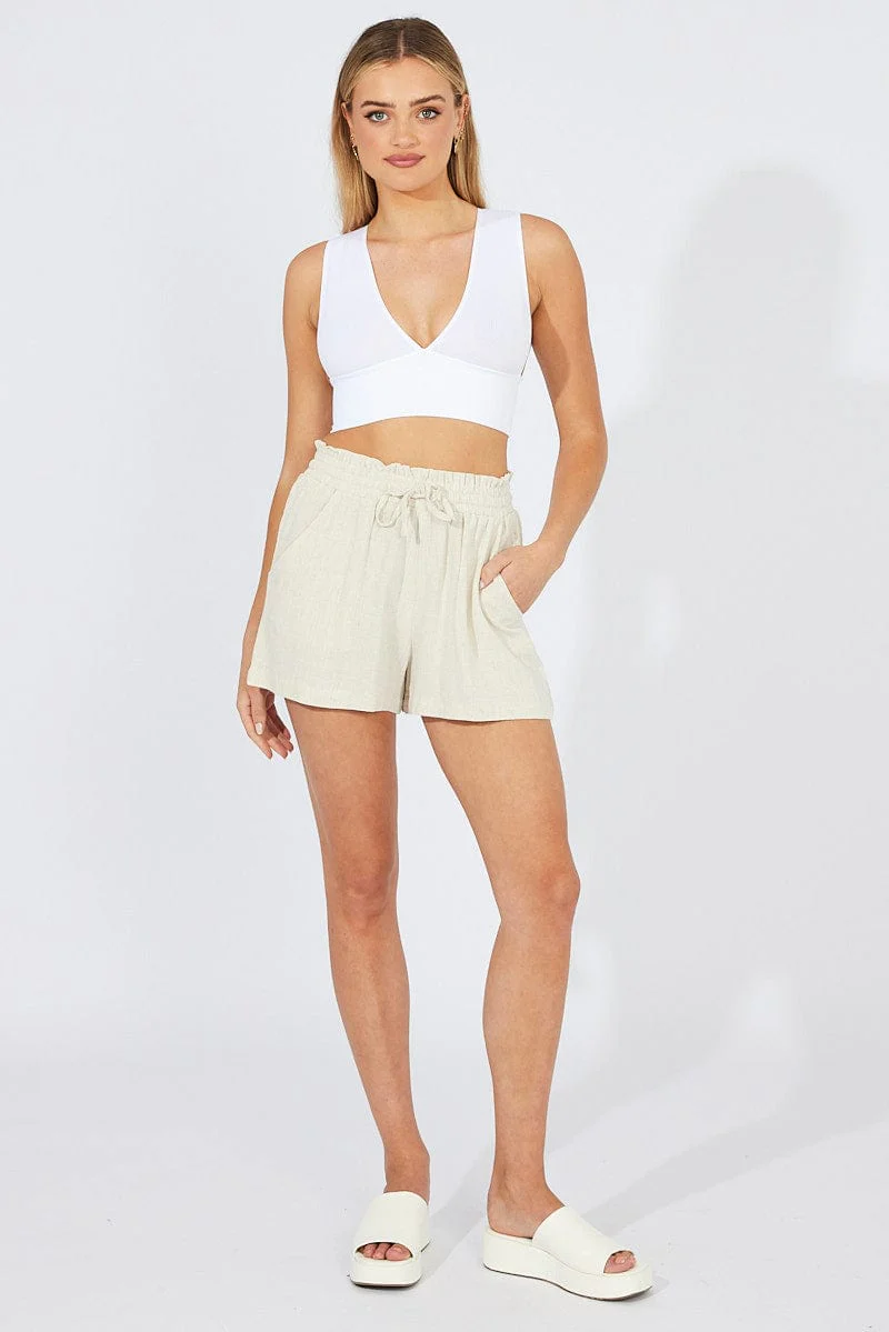 White Bralette V Neck Seamless