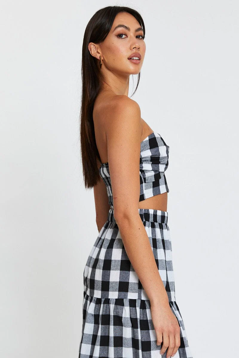 Check Singlet Top Crop