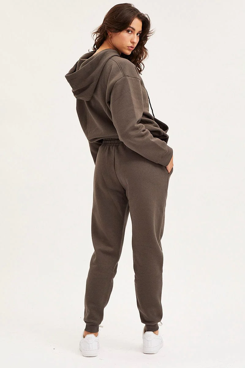 Grey Track Pants High Rise Unisex