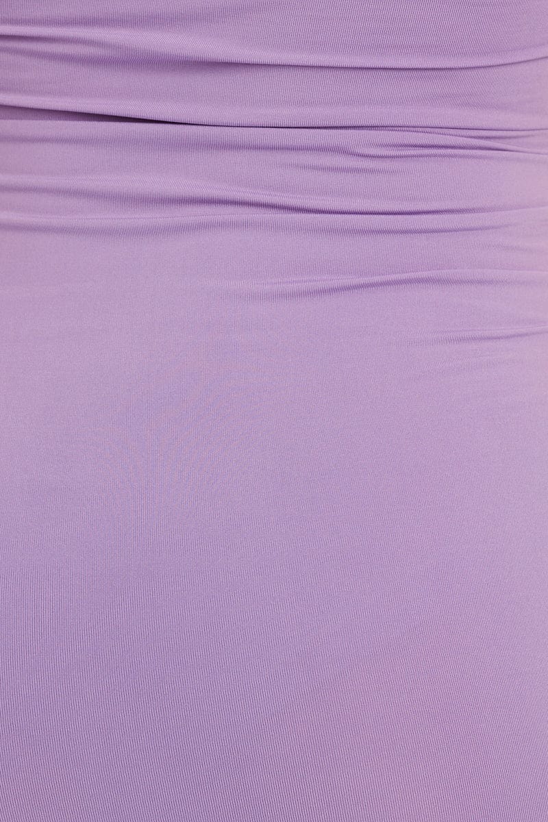 Purple Drawstring Ruched Bodycon Dress