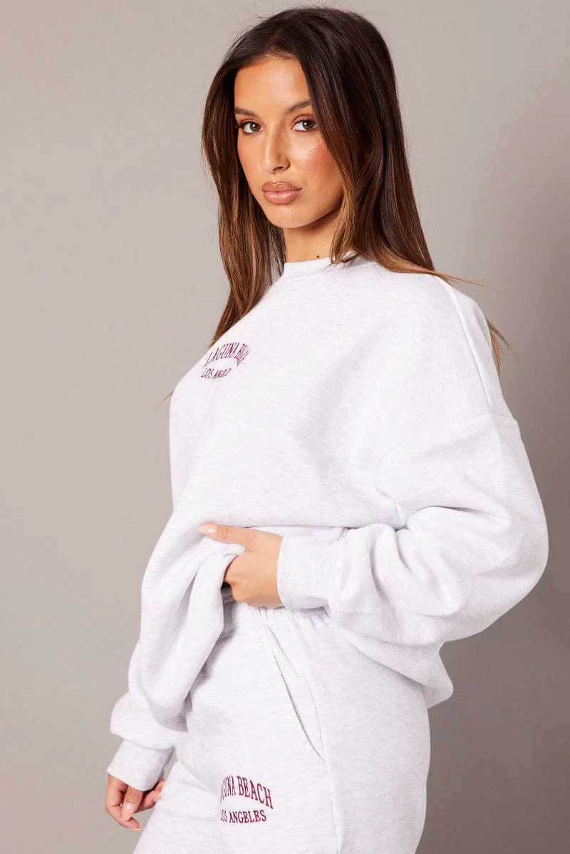 Grey Graphic Sweater Long Sleeve