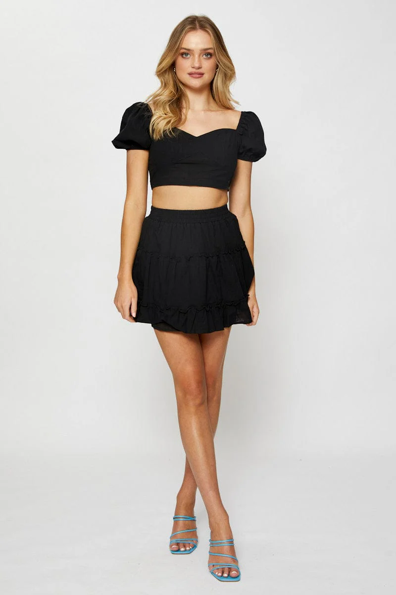 Black Crop Top Short Sleeve