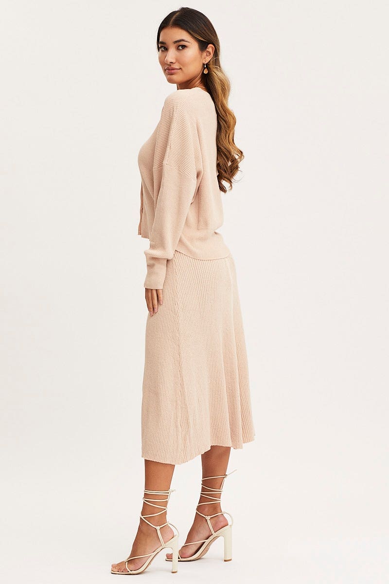 Black Oatmeal Ma Knit Skirt Midi High Rise