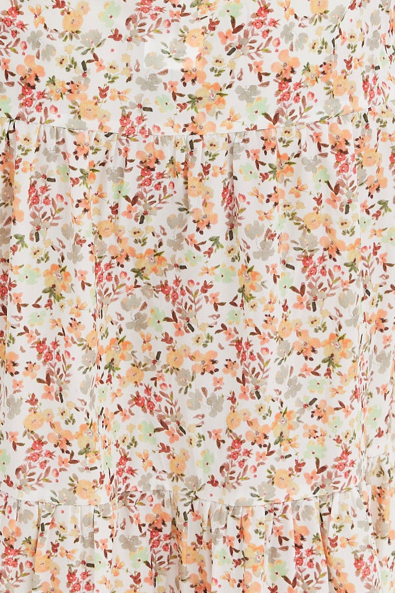 Print Maxi Skirt High Rise Tiered