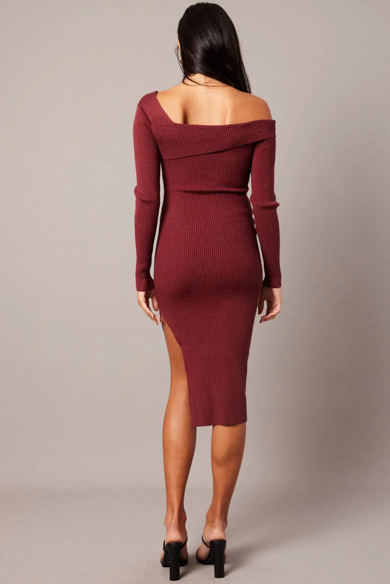 Pink Knit Dress Long Sleeve