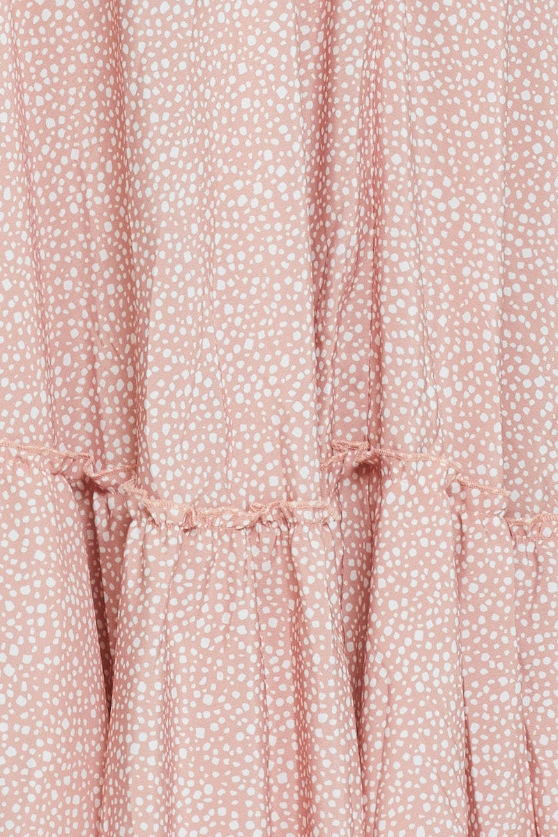 Geo Print Dress Adjustable Straps Midi